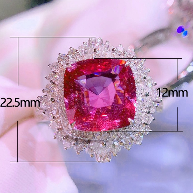 Fancyqube Cincin Cubic Zirconia Warna Merah Gaya Modern Untuk Wanita