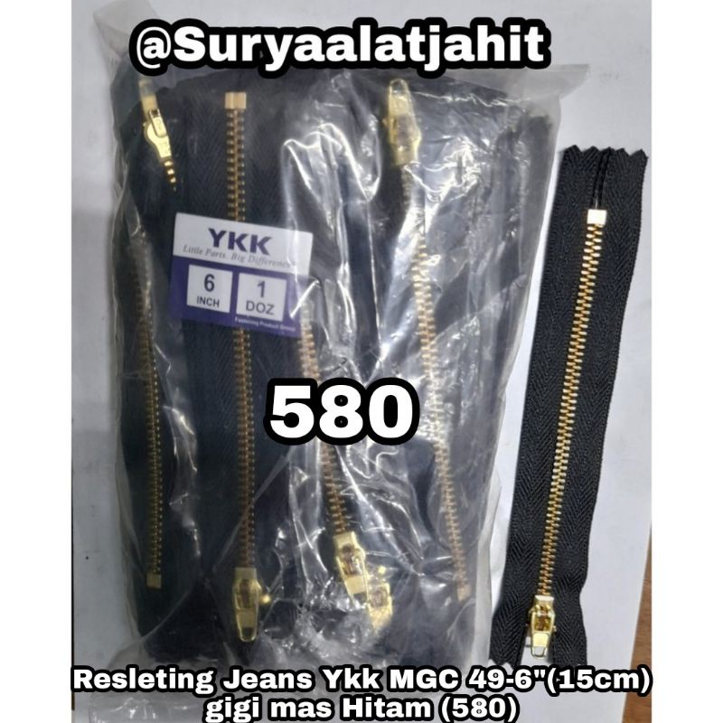 Resleting Jeans Ykk 6in/15cm MGC-49 gigi mas =rp.42.500/12pcs