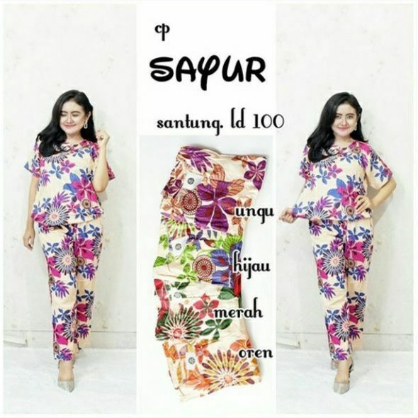CP ONE SET SAYUR LD 100  PIYAMA CELANA PANJANG SETELAN STELAN BAJU TIDUR WANITA DASTER KEKINIAN NYAM