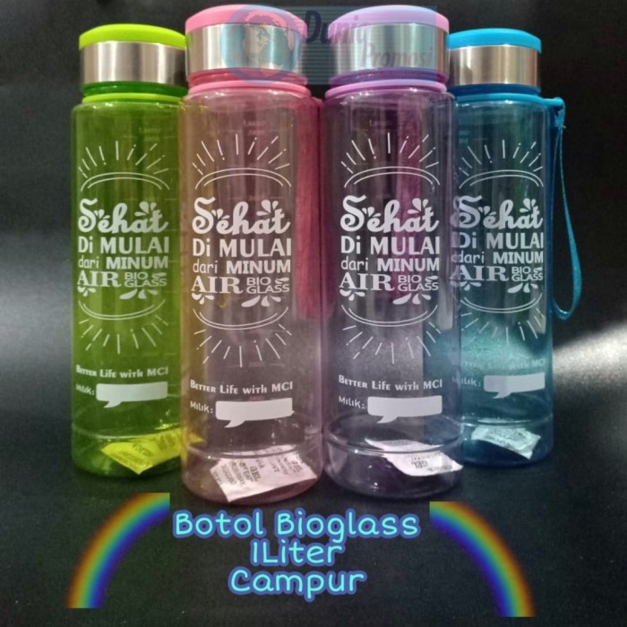 BTL MNM | Bio Tumbler ~ Botol Bioglass Mini MCI 1000ml Logo Sehat dimulai - Campur KODE PROMO 321