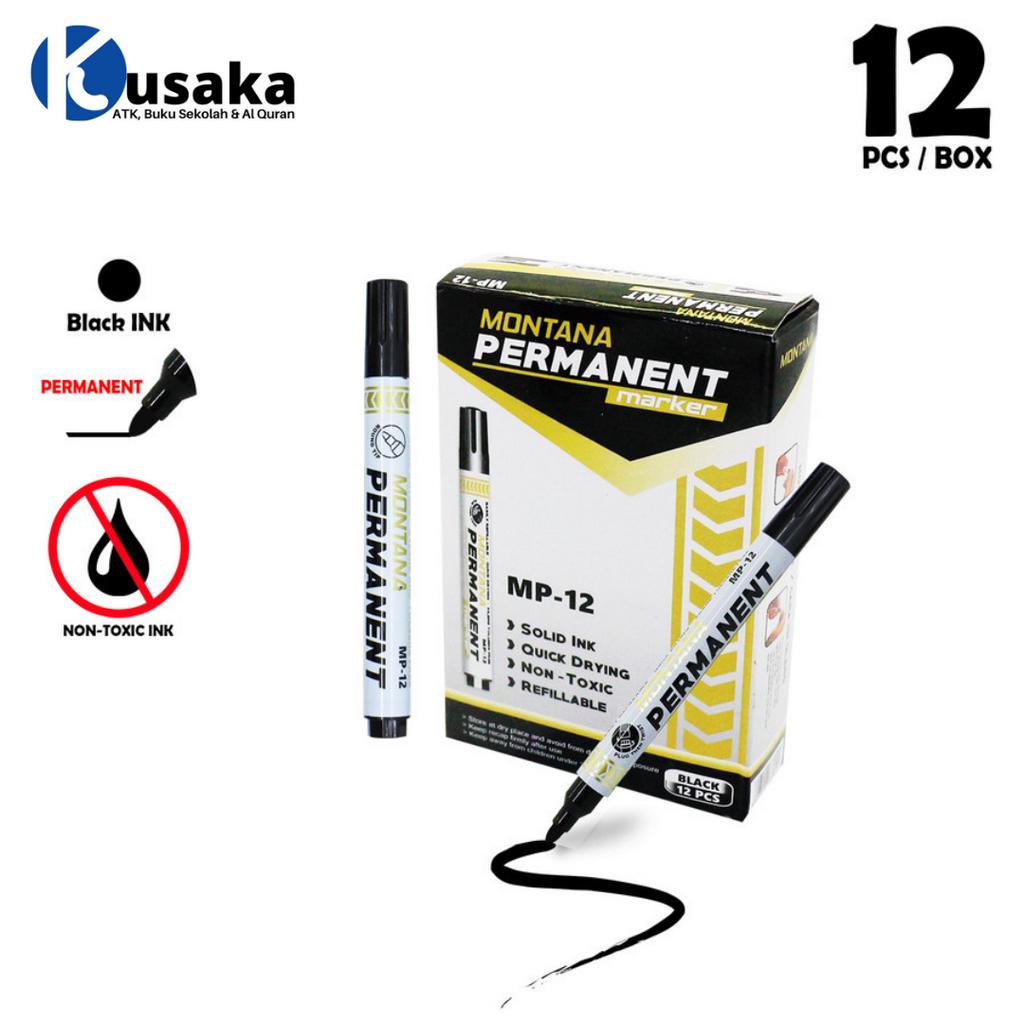 

Spidol Permanent Marker 12 Pcs/1Box Non toxic Bisa Isi Ulang
