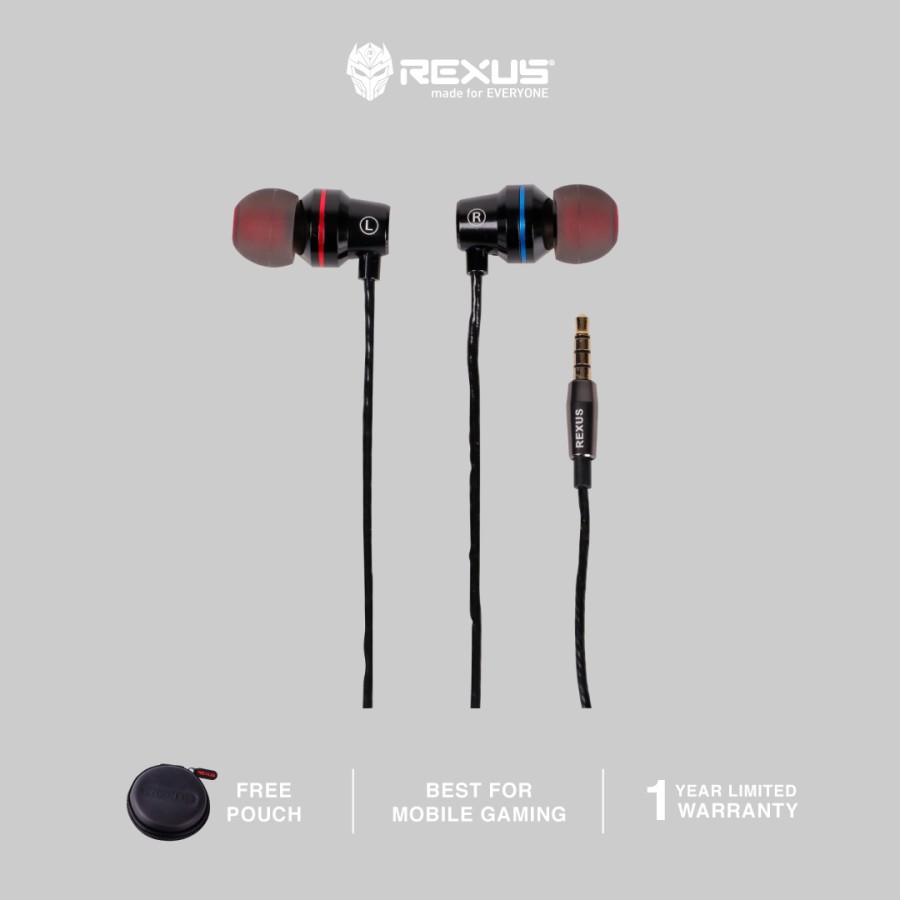 Rexus Earphone Wired Aux 3.5mm S500i Free Pouch - In ear Headphone