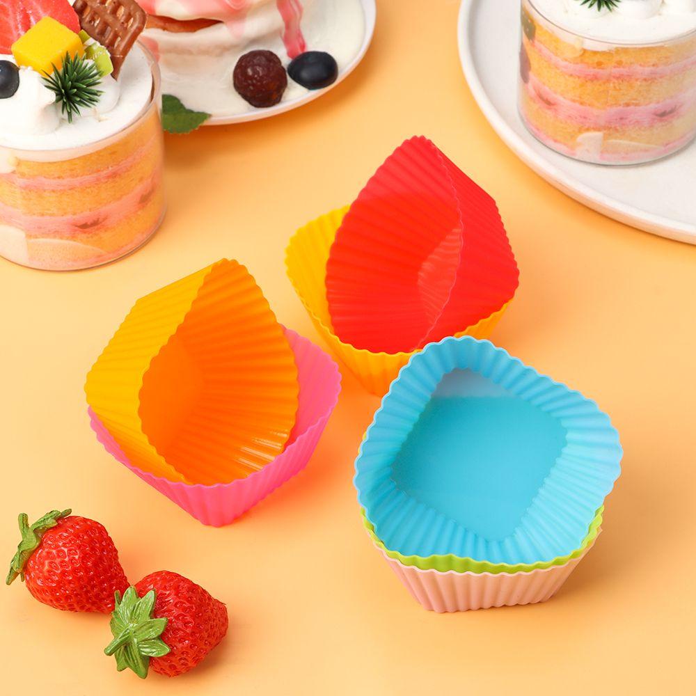 SOLIGHTER Random Color Cake Mold DIY Wrapper Paper Pastry Tools Reusable Silicone Cupcake Muffin Cases Baking Liner Mold