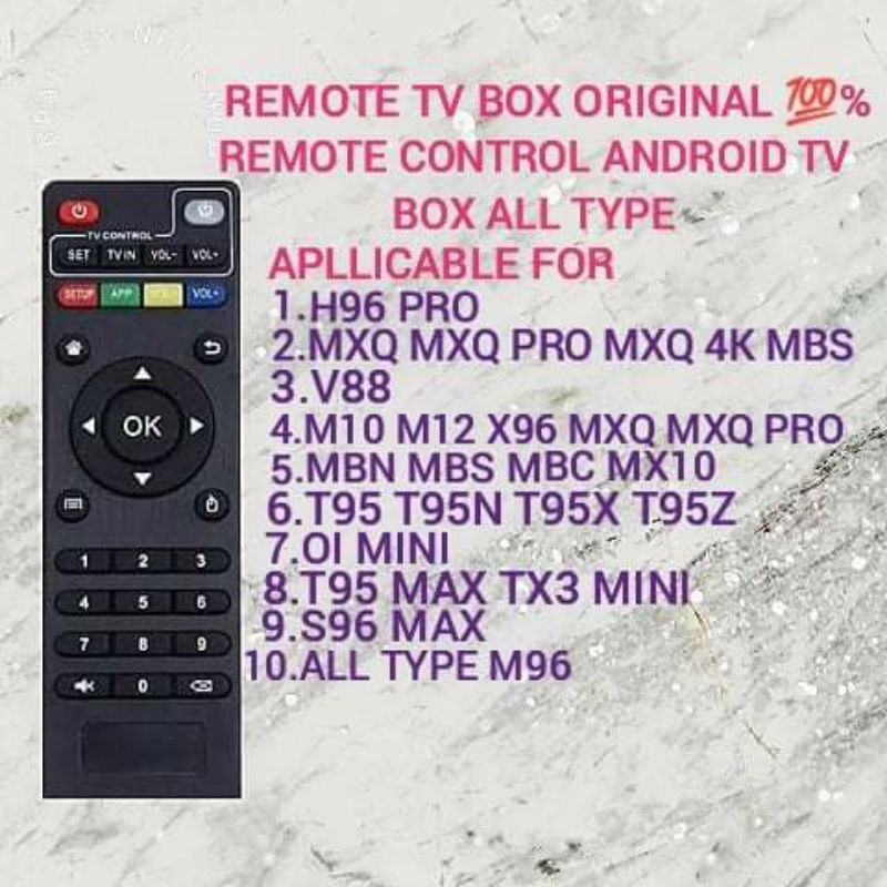 Remote Untuk All Type TV Box MXQ Pro X96 T95 TX3 dll