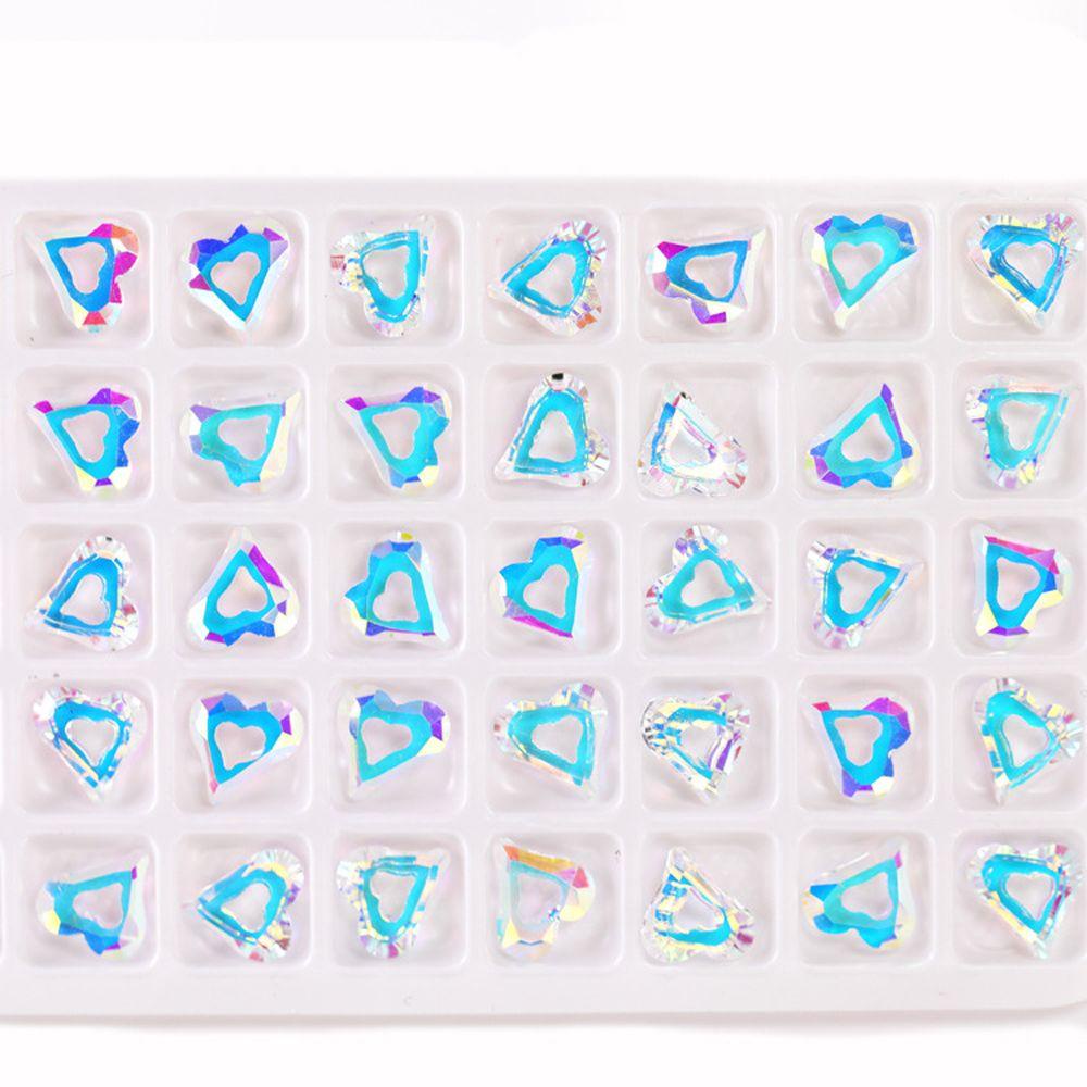 AUGUSTINA Agustinina Heart Ring Nail Charms Love Heart Colorful 20Pcs Wanita Permata Menunjuk Bawah K9 Kaca Kristal 3D Nail Art Dekorasi