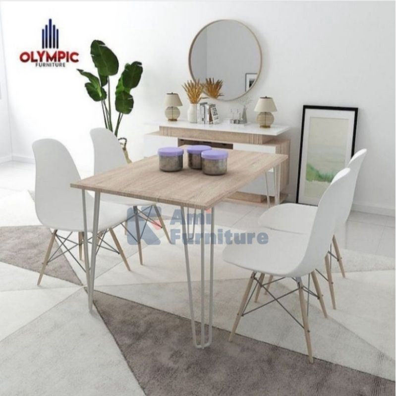 meja makan set murah meja makan set 4 kursi meja makan scandinavian seri DTM CARLETO merk OLYMPIC