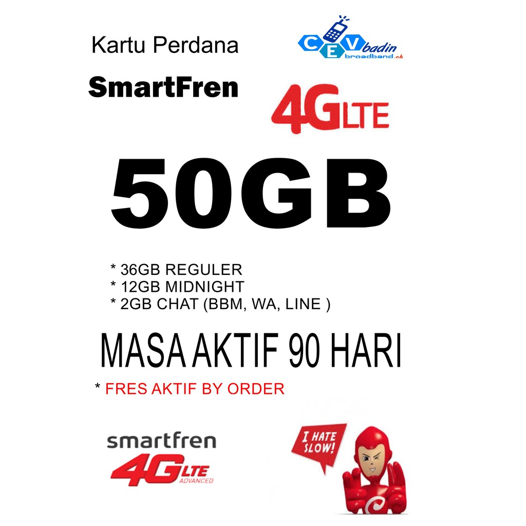 Kartu Perdana Smartfren 4G LTE Kuota 50GB