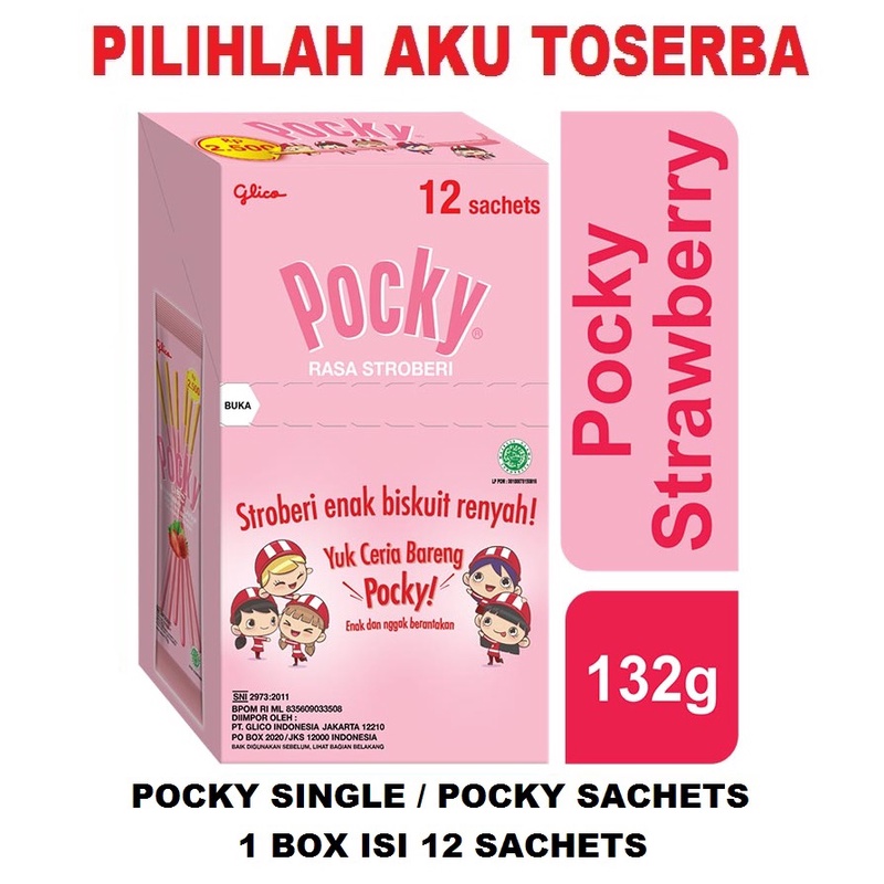 Glico Pocky SINGLE PACK STRAWBERRY / STROBERI - ( HARGA 1 DUS )