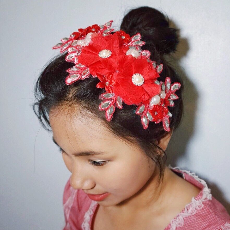 [BISA COD] HEADPIECE PENGANTIN AKSESORIS FASHION HAIRPIECE MERAH HWR008