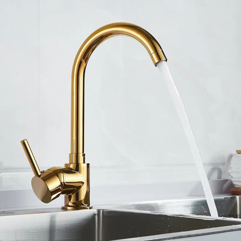 Kran Kitchen Sink Gold Keran Cuci Piring Kuningan Panas Dingin