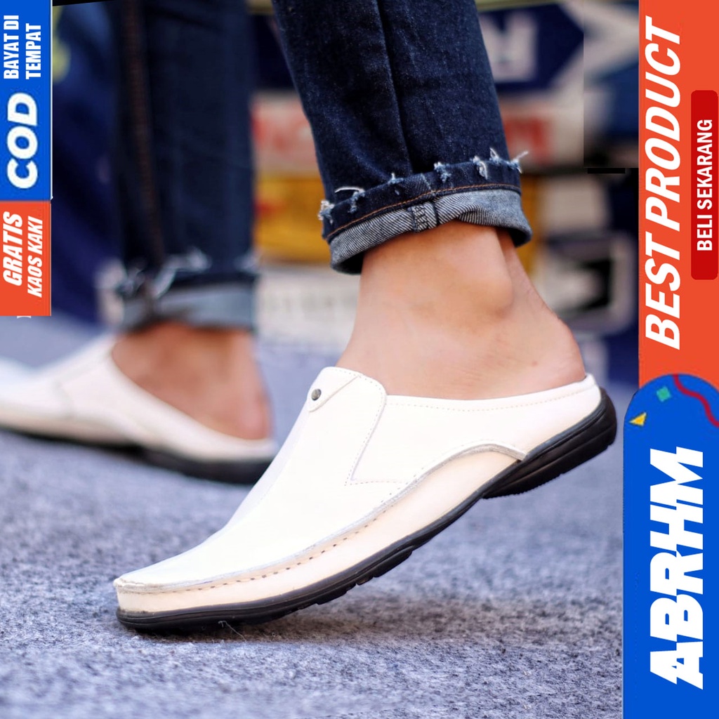 Sepatu Sandal Casual Kulit Asli Bustong Tutong Sendal Slop Original Murah Terbaru Kekinian