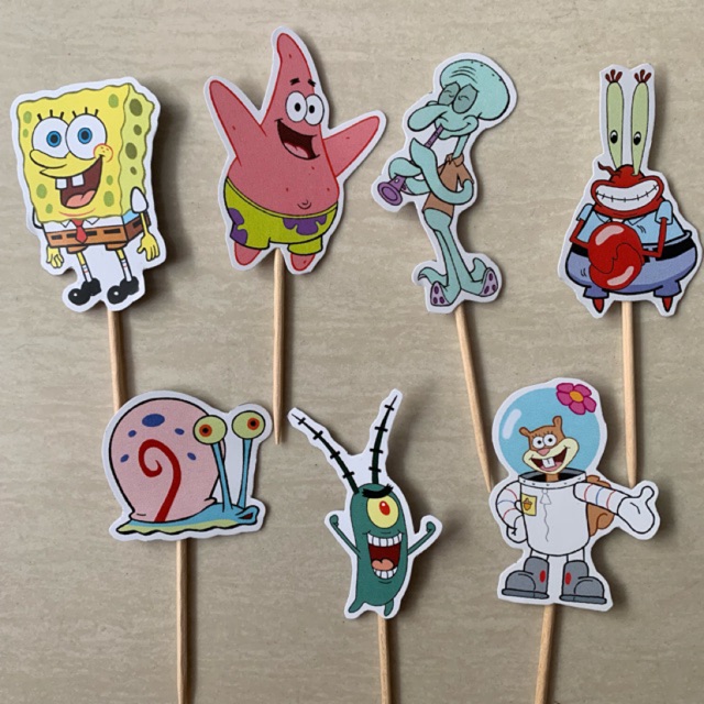 

Spongebob topper cupcake label bengbeng pocky popcorn ultra standing