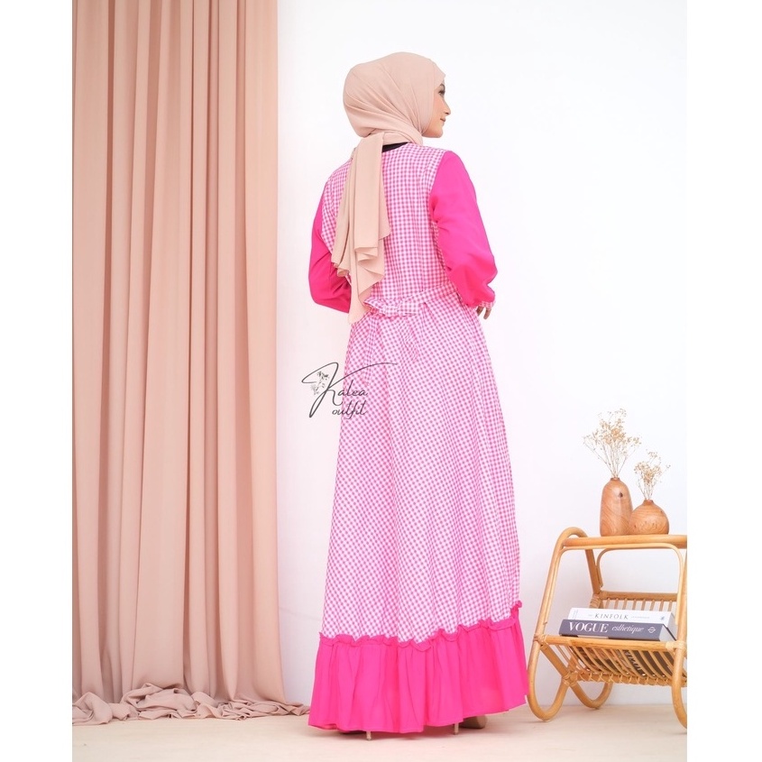 KALEAOUTFIT - ZALINA DRESS WARNA FANTA MOTIF KOTAK PREMIUM - GAMIS JUMBO MURAH BUSUI FRIENDLY SIZE XXL - KOREAN STYLE TERBARU - FASHION MUSLIM WANITA LIMITED EDITION - BAJU REMAJA KEKINIAN - BISA COD