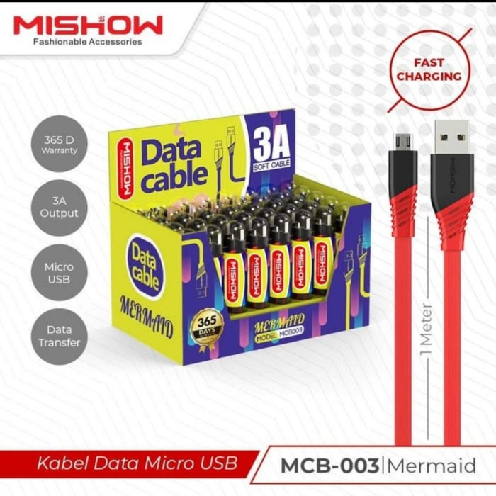 [ MERMAID ] KABEL DATA FAST CHARGING MISHOW MCB 003 /  KABEL MICRO USB LINE MISHOW MCB 003