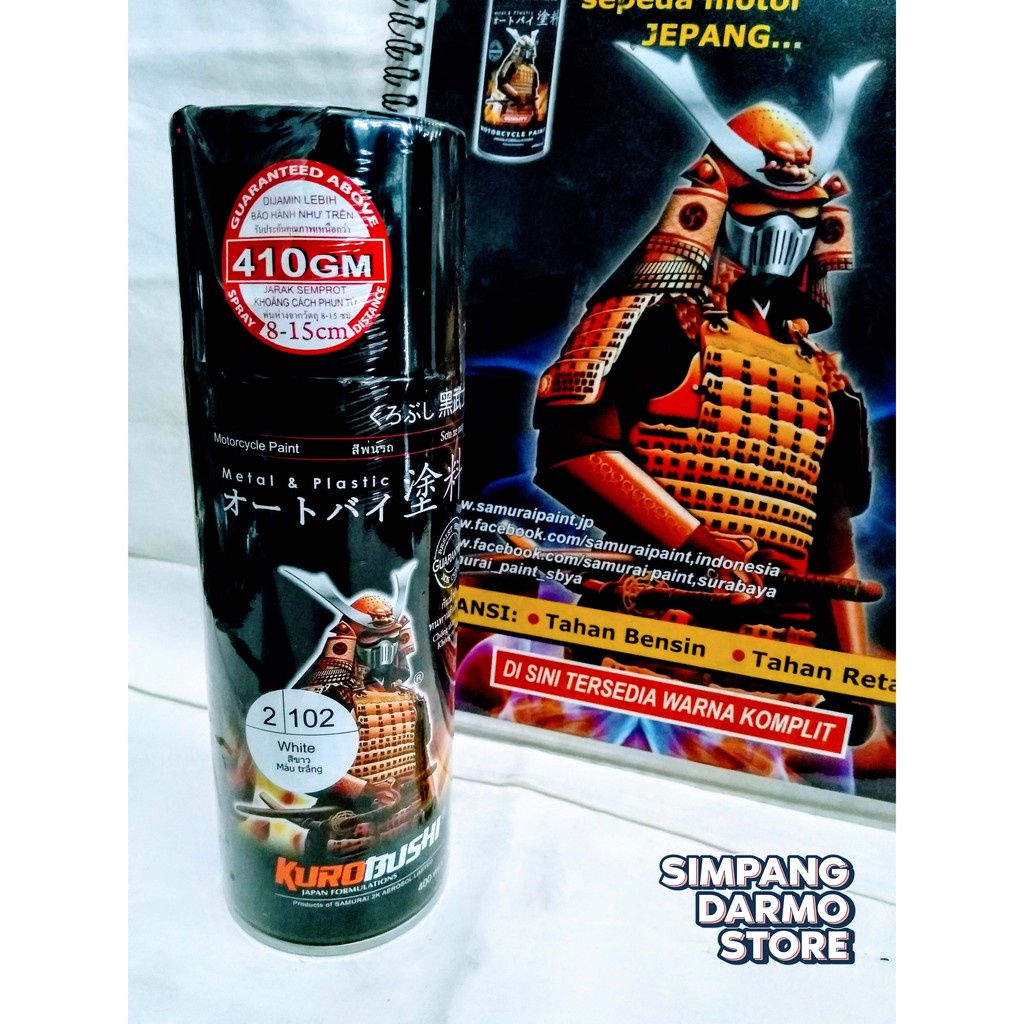 Pilox Pylox Samurai White 102 Putih Mengkilap Biasa Standart Standat Standar Solid Solit Cat Mobil