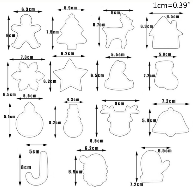 Zzz 15pcs / Set Cetakan Biskuit / Fondant / Permen Bahan Stainless Steel Desain Tema Natal Untuk Dapur