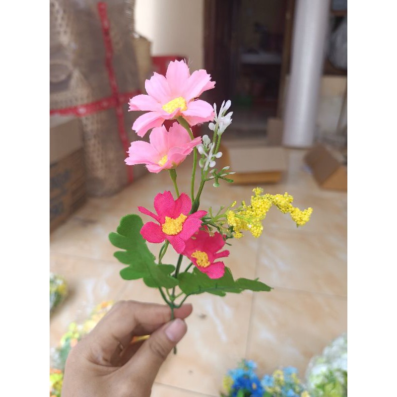 Aster Mini Bunga Plastik Artificial Dekorasi Rustic Hiasan Mahar Dried Flower Hampers-Pink