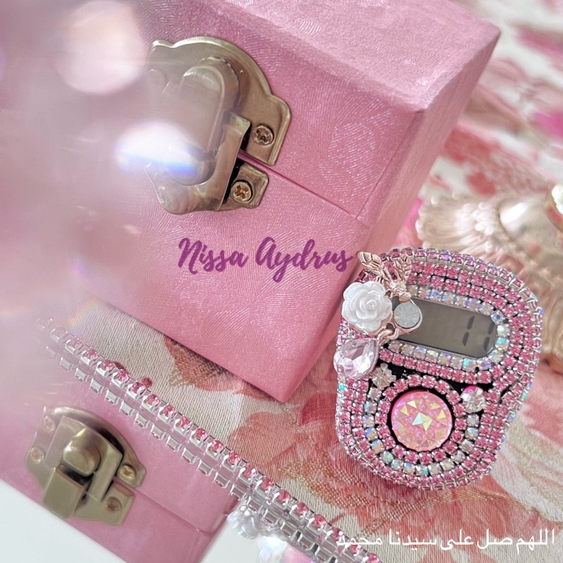 Tasbih Digital Cantik Custom Pink For Gift | Tasbih Digital Swarovski Premium Custom