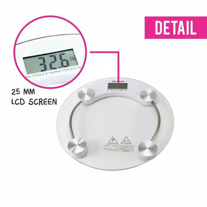 Timbangan Berat Badan Digital 180 Kg Bundar Kaca Tebal Murah 26 Cm Manual