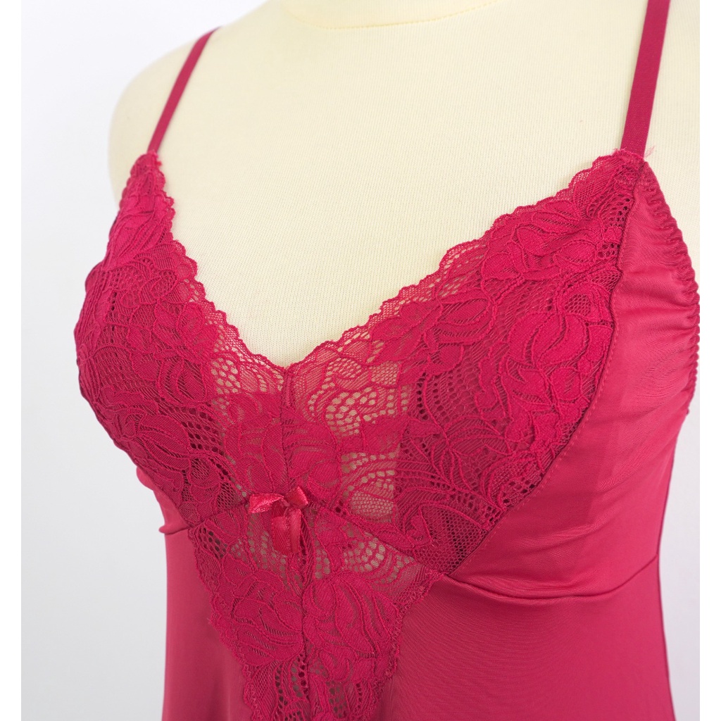 Lingerie Wanita Renda / Baju Tidur Setelan Sexy Kamisol LILY WOLFF,  Super Halus Elastis LW7799RED-3