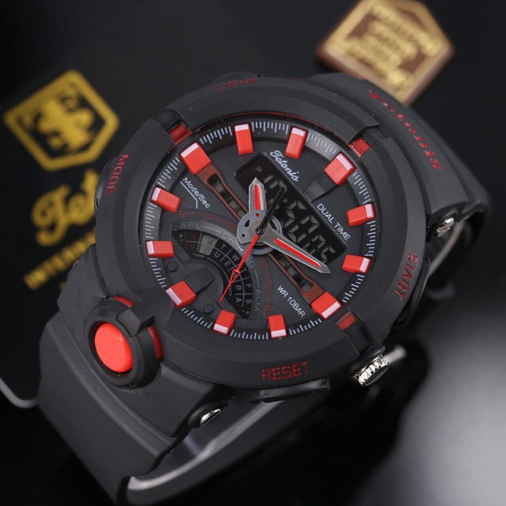 Jam tangan Tetonis original tali karet rubber sporty anti air sport pria laki garansi 1 tahun