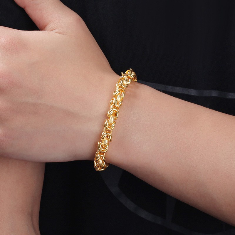 Perhiasan Berkualitas Tinggi Gelang Naga Kepala Ganda Berlapis Emas 24K Fashion Pria