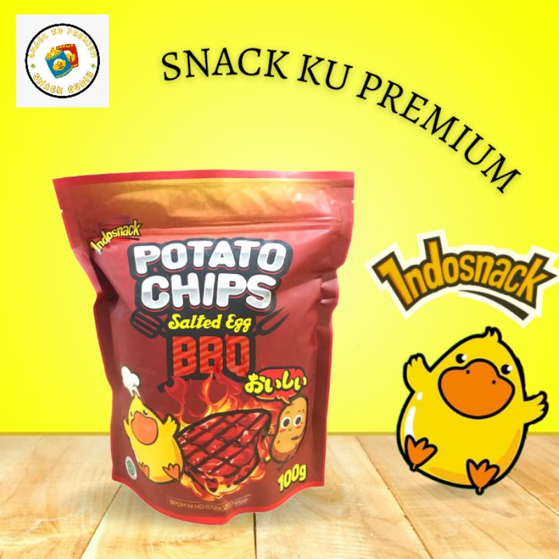 

Indosnack Salted Egg BBQ Potato Chips 100 Gr / Kripik Kentang / Keripik Kentang / Kentang Goreng / Kripik Salted Egg / BBQ / Snack Premium / Snack Rasa Salteg Egg BBQ