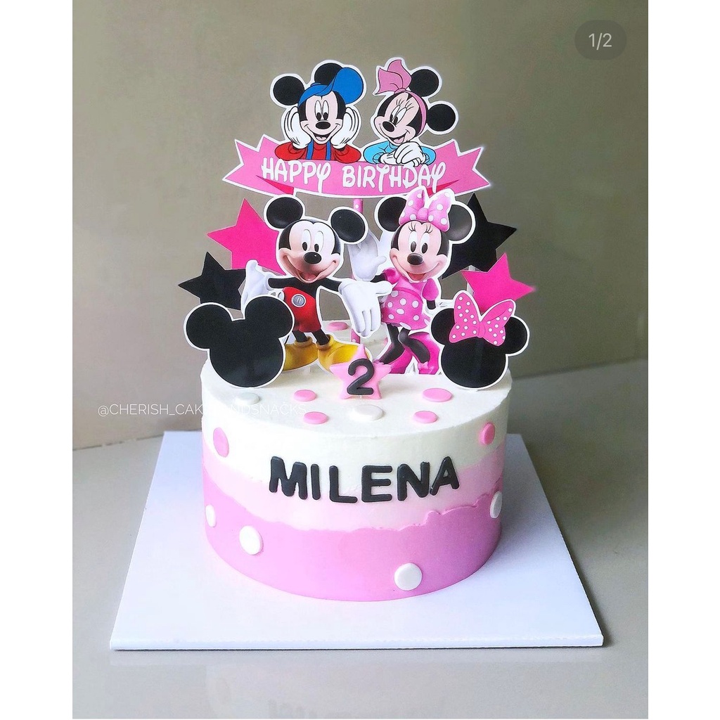 Mickey Minnie Mouse Pink Bintang Topper Cake Birthday / Hiasan Kue Ultah
