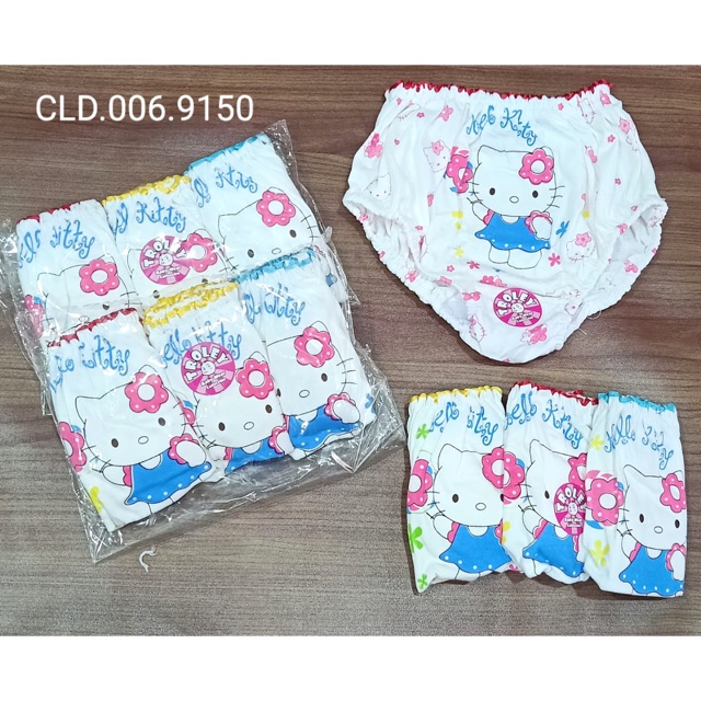 3pcs celana dalam anak perempuan 7-10th katun halus sablon hello kitty / sempak anak cewek