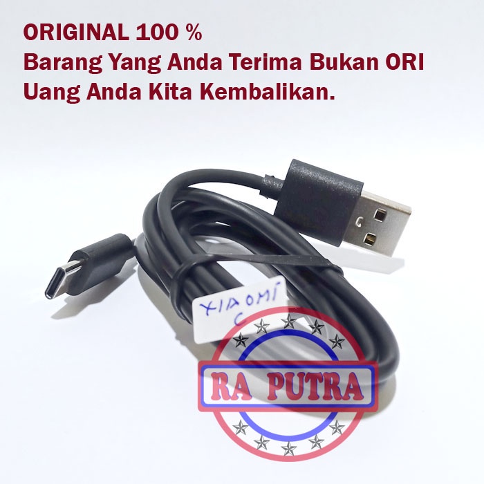 Kabel Data Xiaomi Mia1 Mi A1 Mi6x Mi 6X Cable Casan Cas Type C Original 100 Hitam