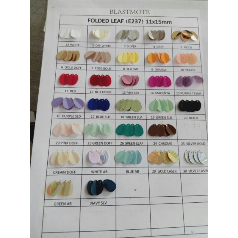 Payet Sequin Daun Oval Lipat Borci 10Gr Katalog 2