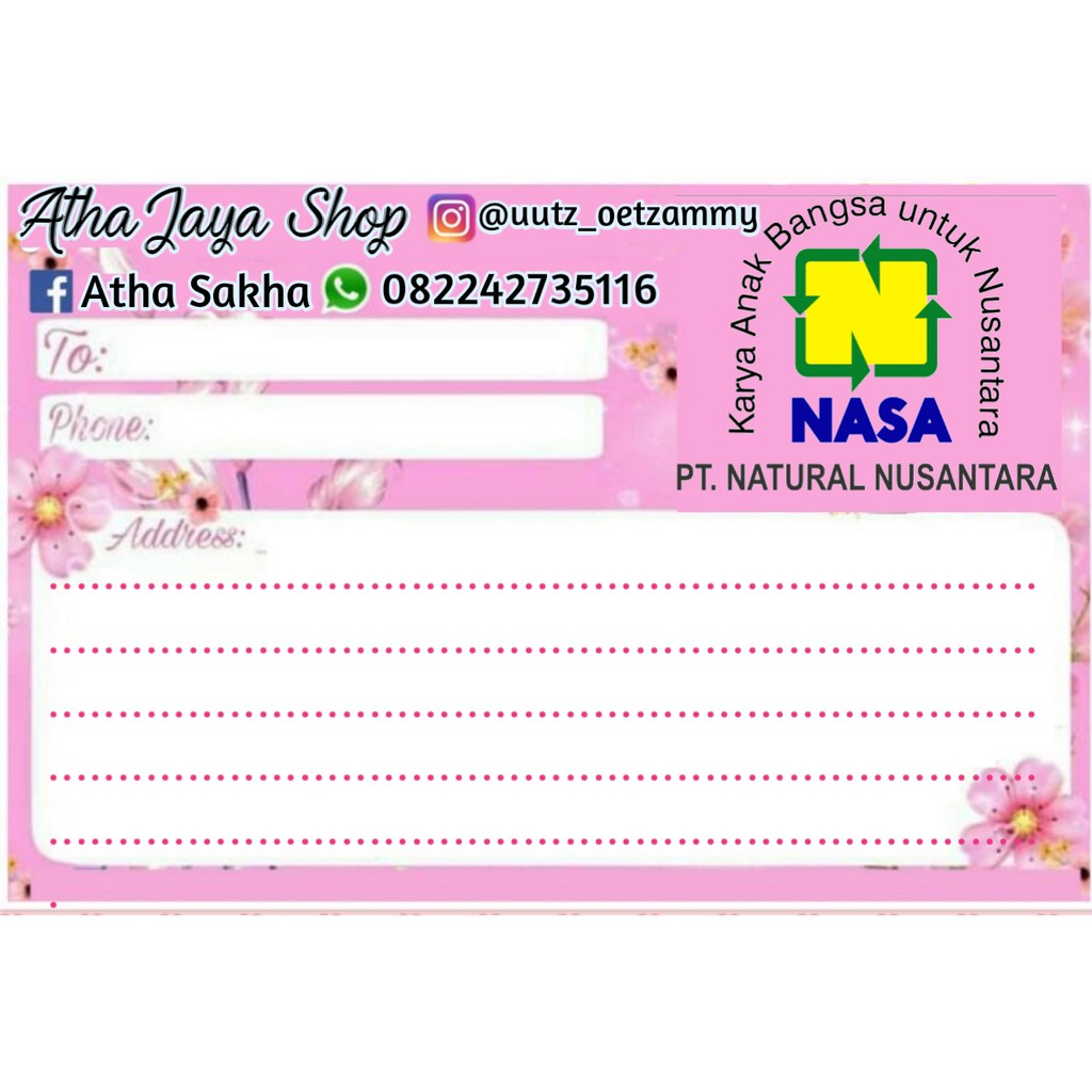 Label Pengiriman Nasa Pink Shopee Indonesia