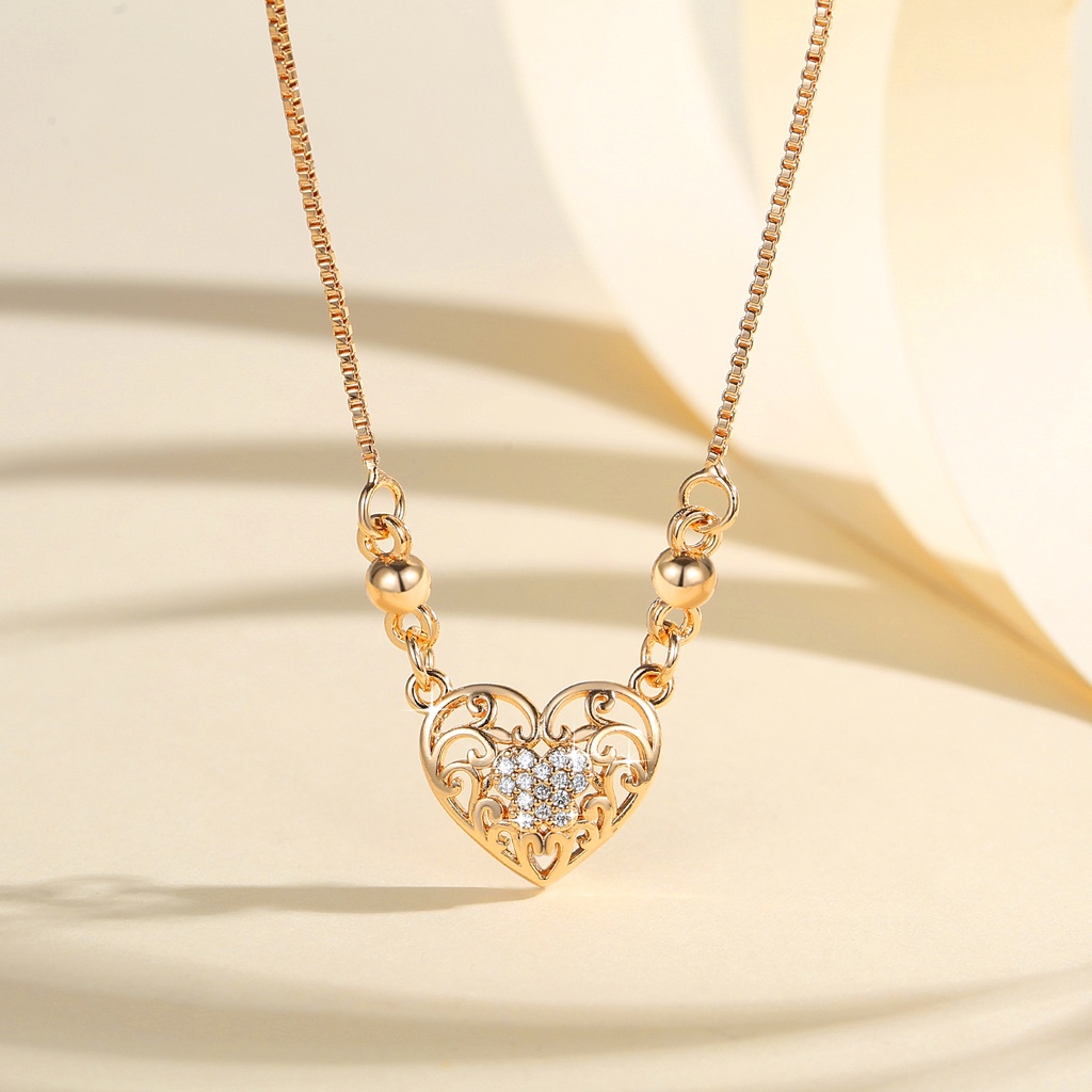 Y616 【COD】 Kalung Wanita Berlian Lapis Emas Kalung Titanium Wanita Anti Karat  Liontin Kalung