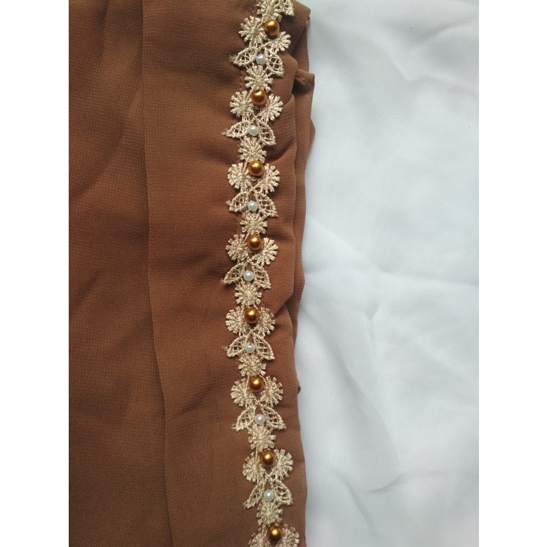 (DARA RND) Kerudung/Khimar Instan 2 Layer Payet Press & Renda Ceruty Babydoll