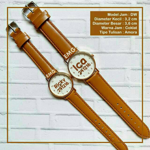 Jam tangan custom/costum kulit DW-Jam rubber jam rantai jam nama jam tangan couple jam tangan nama