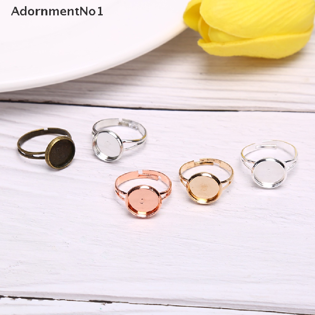 (AdornmentNo1) 10pcs Cincin Cabochon Kosong Adjustable Untuk Membuat Perhiasan DIY