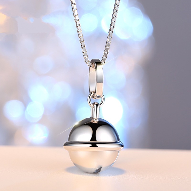 [Ready Stock]Fashionable Simple and Cute Silver Plated Bell Pendant Necklace