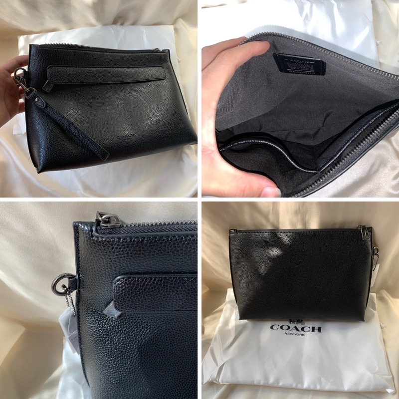 [READY STOCK] COACH CLUTCH BAG HAND BAG COACH BLACK SIGNATURE