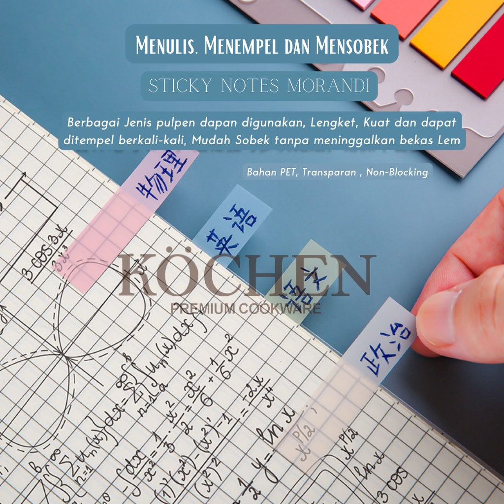 Morandi 200 Lembar Sheets Index Loose Leaf Sticky Notes Dengan Penggaris Office Note Pad Jurnal Aesthetic Fancy Color Lucu