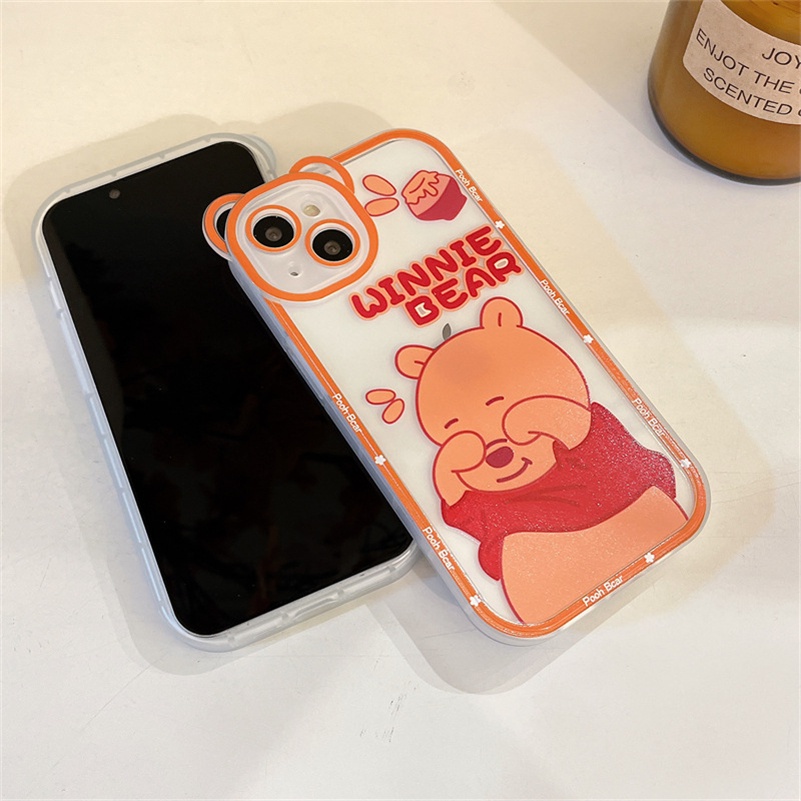 Soft Case Pelindung Kamera Transparan Motif Beruang Tahan Banting Untuk iPhone 14 13 12 11 Pro Max X Xr Xs Max SE 8 7 6 6s Plus