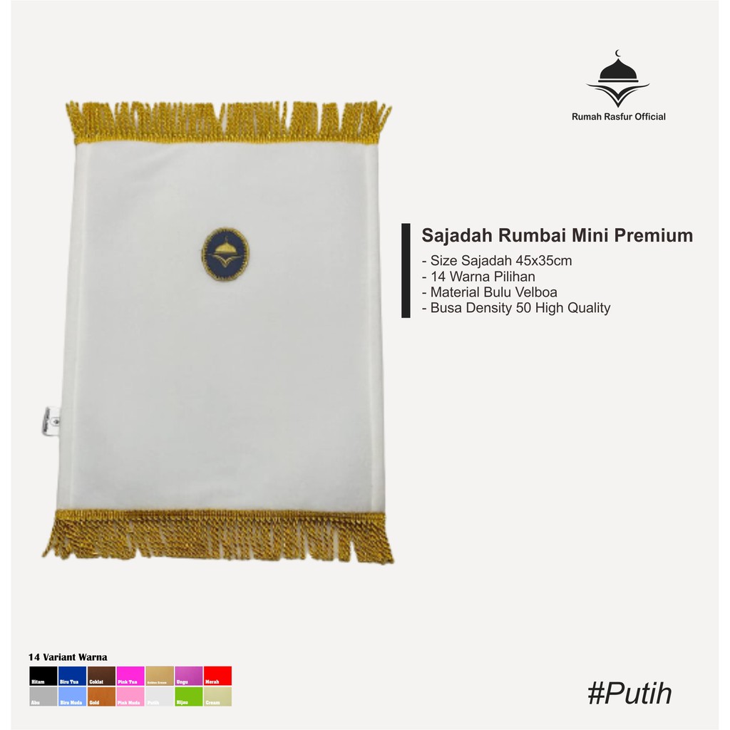 SAJADAH MUKA SIZE S /SAJADAH ANAK BULU RUMBAI BONUS TASBIH-PUTIH