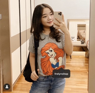 ARIEL MERMAID DISNEY OVERSIZE  NAVY HITAM PUTIH  ABU BAJU 