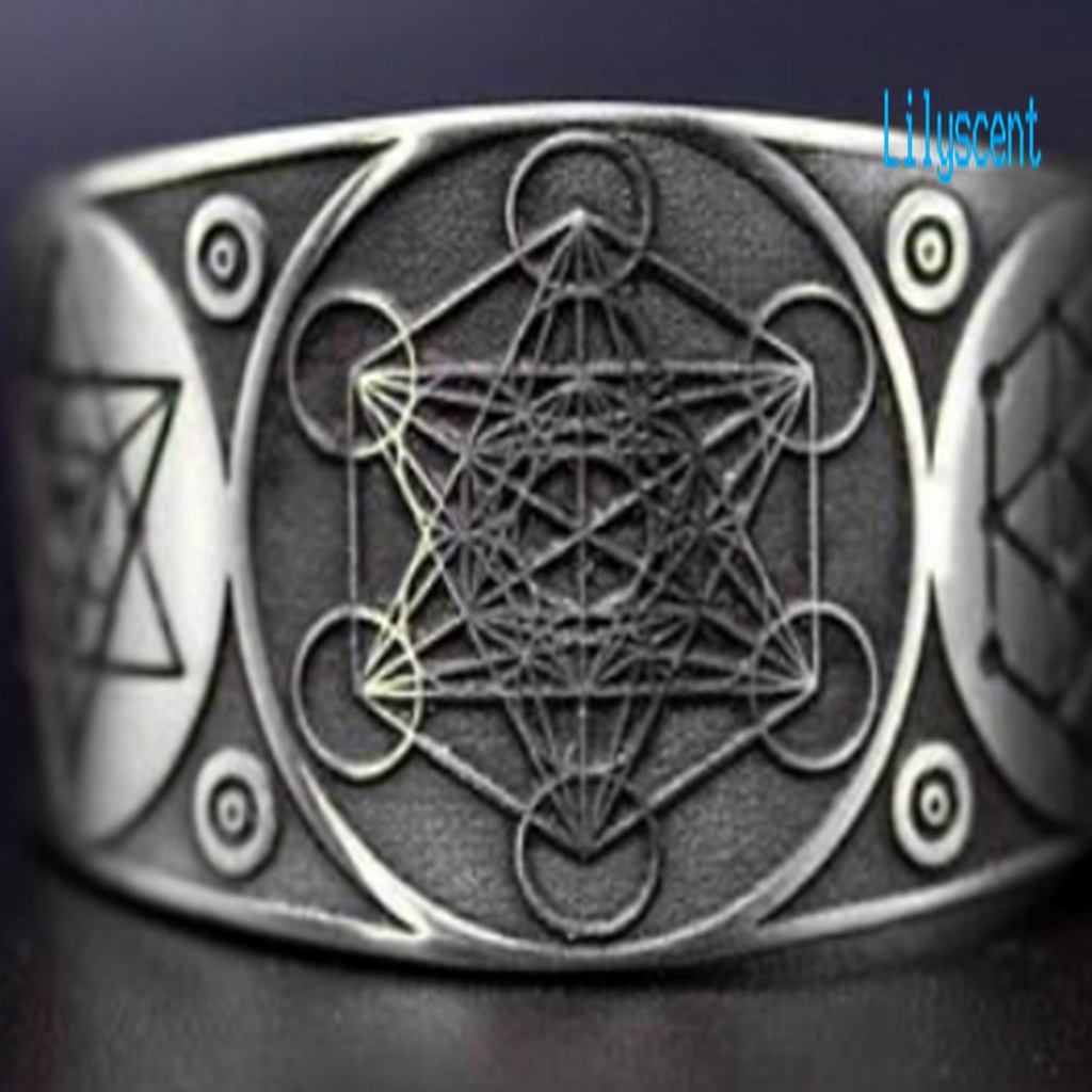 Cincin Model Terbuka Bahan Alloy Desain Hexagram Gaya Vintagepunk Adjustable Untuk Priawanita