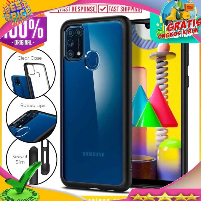 NEW PRODUK CASE SAMSUNG GALAXY M31 SPIGEN ULTRA HYBRID ANTI CRACK CLEAR CASING COD