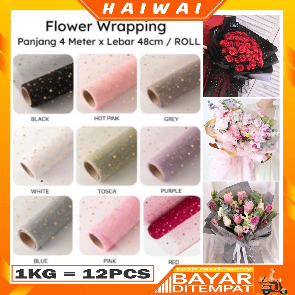 

HaiWai COD Flower Wrapping Paper Kertas Buket Jaring Roll Pembungkus Bunga Hand Bouquet / Bungkus Kado KB47