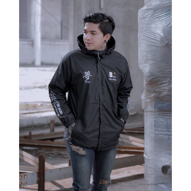 TERBARU !!!! Jaket Pria Outdoor Hoodie Gunung Waterproof Sablon Art Japan Kanji Series - Jaket Motor