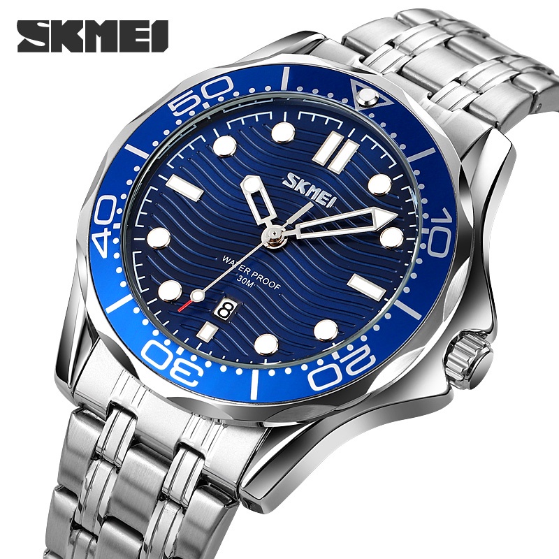 Jam Tangan Pria SKMEI 9276 Analog Date Silicon &amp; Stainless Steel Original SKMEI