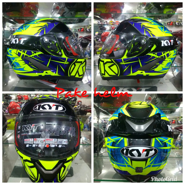 HELM KYT VENDETTA SPIKE YELLOW FLUO/ BLUE FULL FACE