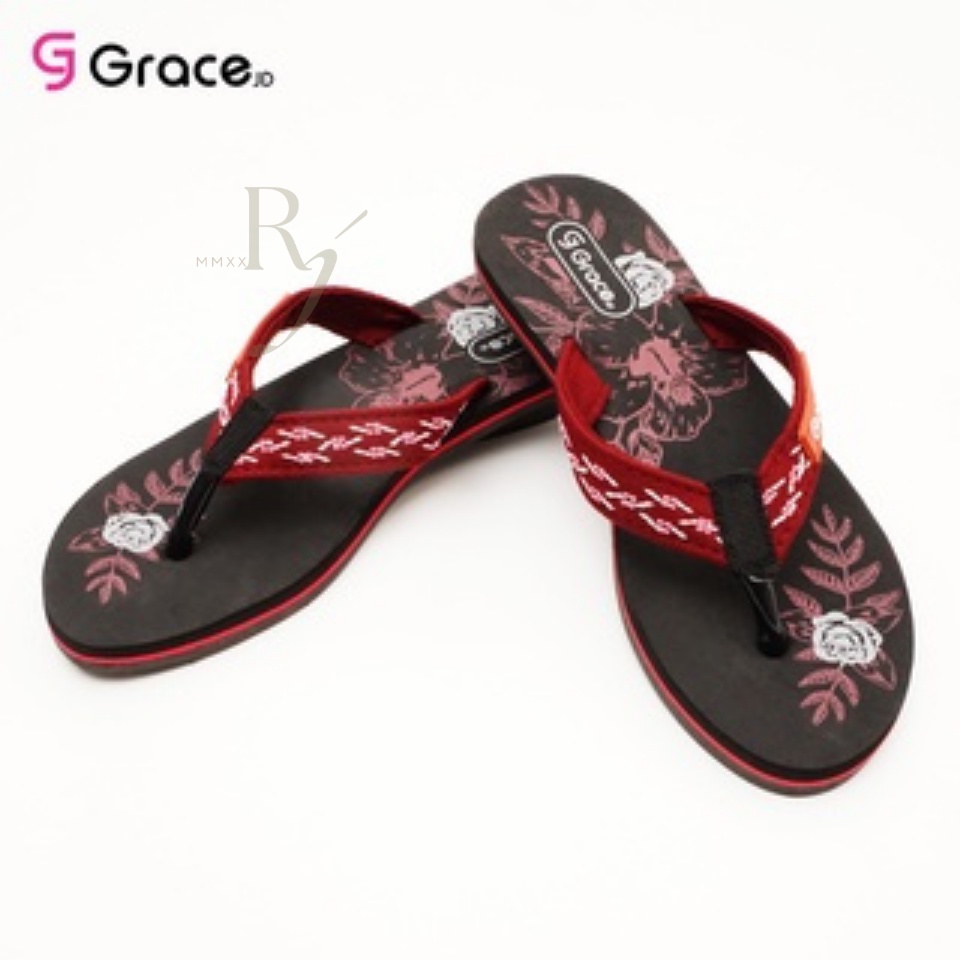 GRACE [CAMELIA 01] Sandal Jepit Simple Wanita Helen/ Sandal Cewek FLAT Spon Japit Bunga