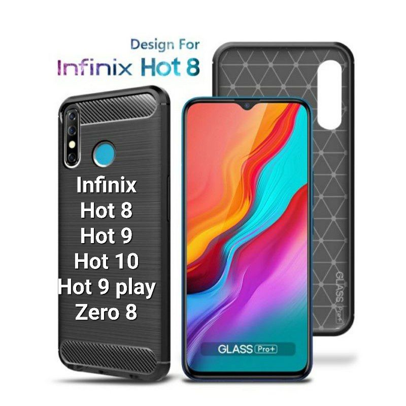 CASE SILICON CARBON INFINIX HOT 8 / HOT 9 / HOT 10 / HOT 9 PLAY / ZERO 8